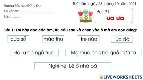 Bài 31 ua - ưa