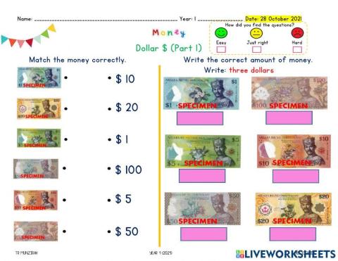 Money Part 1(Brunei Dollars)