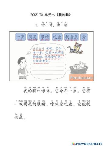 Bcsk tahun 3 单元七《我的猫》