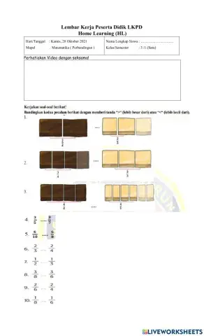 Perbandingan Pecahan