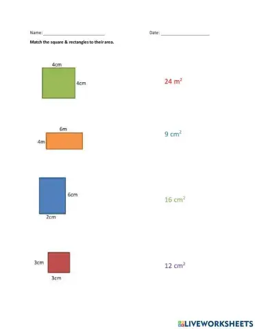 Area of Squares and Rectangles