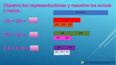 Suma y resta heterogeneas con representacion