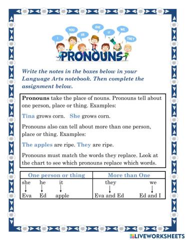 Pronouns She He It They and We
