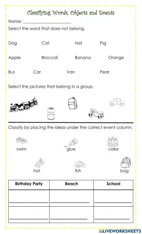 Classifying Words and Events