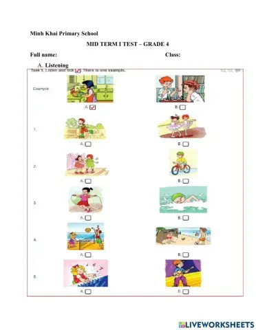 Mid term I test Grade 4