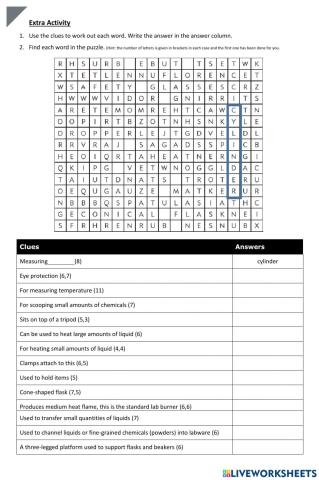 Crossword on lab equipment