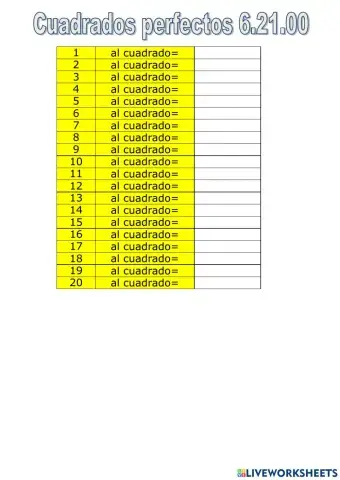 Cuadrados perfectos 6.21.00