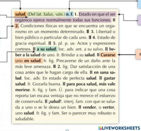 Uso del diccionario. Tipos de informaciones.