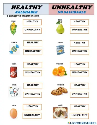 Healthy and unhealthy food