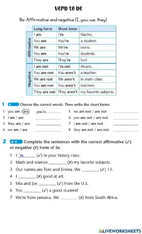 Verbo to be (I, you, we, they)