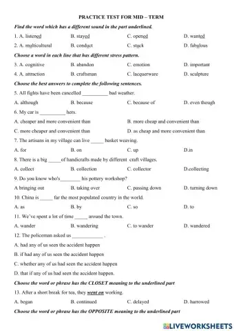 E9 - practice test for 1st mid term