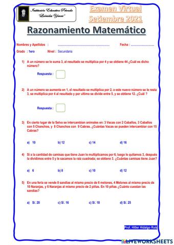 Razonamiento Matemático 1ero