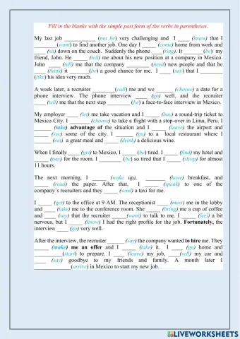 Irregular verbs elementary