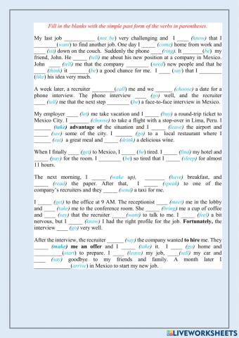 Irregular verbs elementary