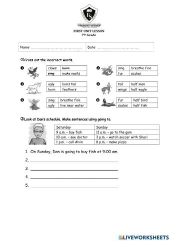 First Unit Lesson 7th