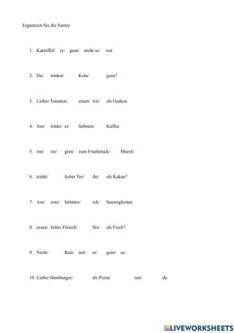 Gern lieber am liebsten. Essen