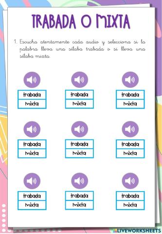 Sílabas trabada o mixta