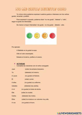 No me gusta- detesto- odio