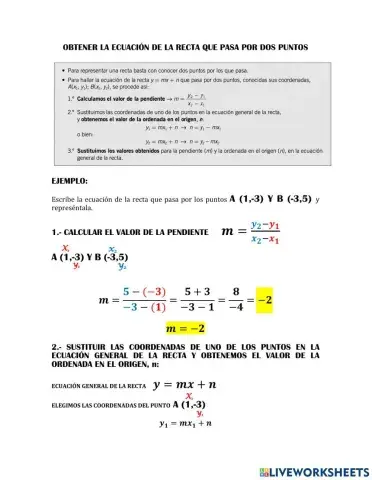Ecuacion de la recta dados dos puntos