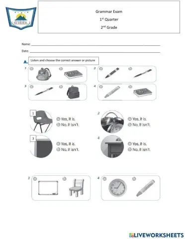 Grammar test 2nd grade