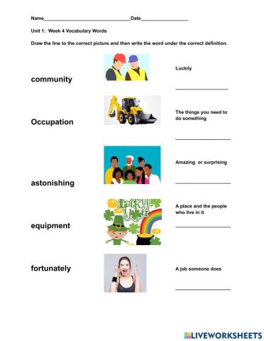 Grade 1 Unit 2 Week 1 Vocabulary