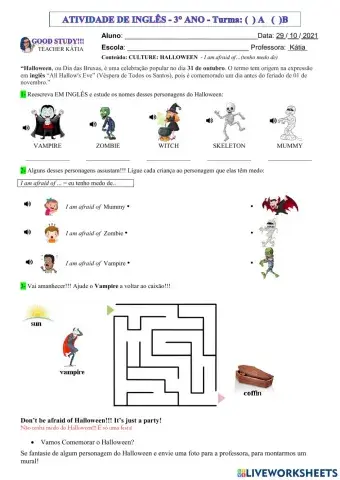 3° ano - inglês - HALLOWEEN - 29-10-21
