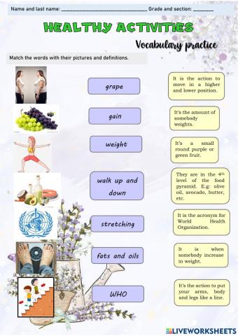 Healthy activities-vocabulary