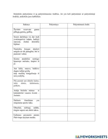 Pažyminiai, pažymimieji žodžiai