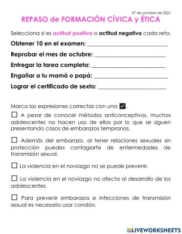 REPASO octubre 21 FORMACIÓN CÍVICA y ÉTICA