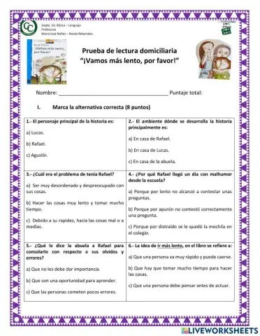 Evaluación vamos más lento