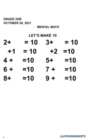 Mental Math Making 10
