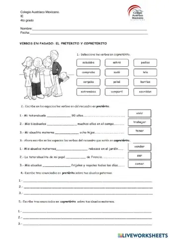 Verbos en pretérito y copretérito