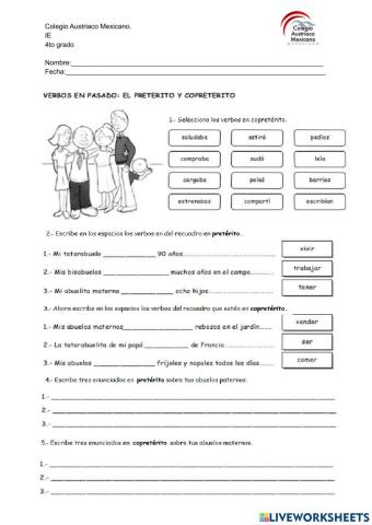 Verbos en pretérito y copretérito