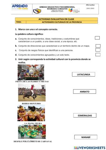 Actividades Culturales de las provincias
