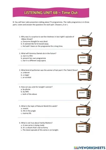 Listening Unit 6B - Time Out (page90)