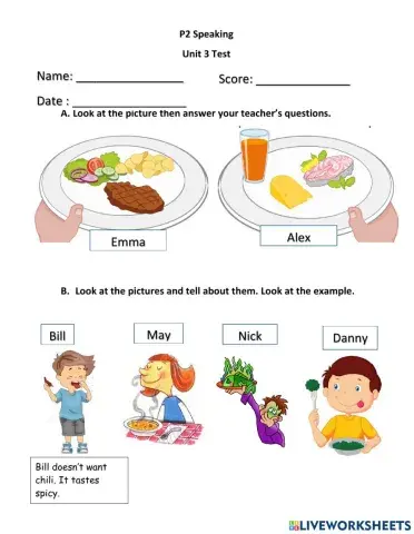 P2 unit 3 Speaking test