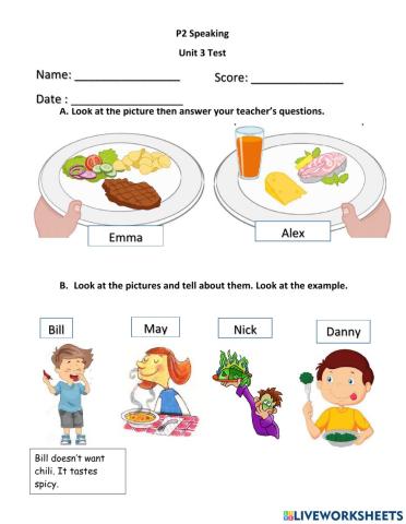 P2 unit 3 Speaking test