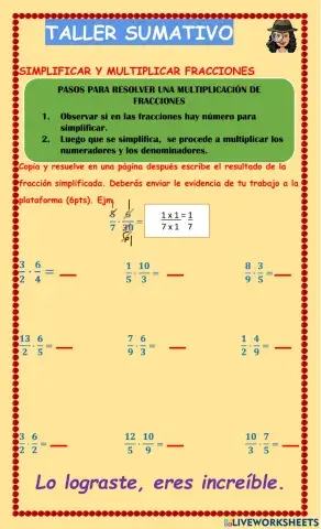 Simplificación y multiplicación de fracciones
