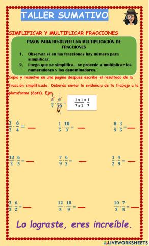Simplificación y multiplicación de fracciones