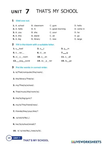 Unit 7 That's my school