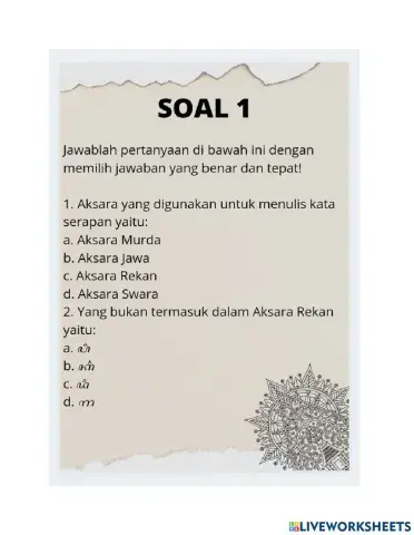 Soal aksara rekan