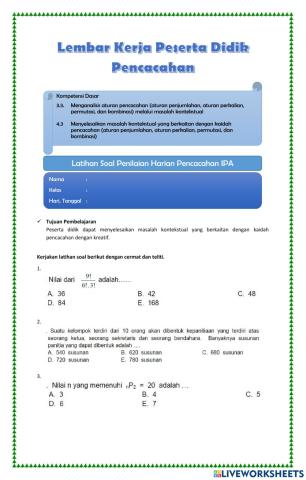 Kisi-kisi PH Pencacahan IPA