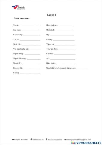 Le Nouveau Taxi A1 - Leçon 1- Vocabulaire