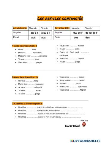 Les articles contractés