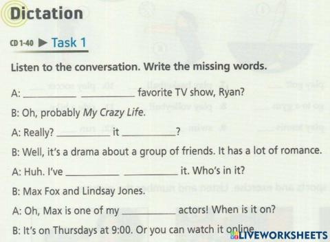 Ket 1 list u7 dictation