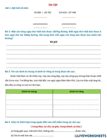 Ôn tập toán - tv