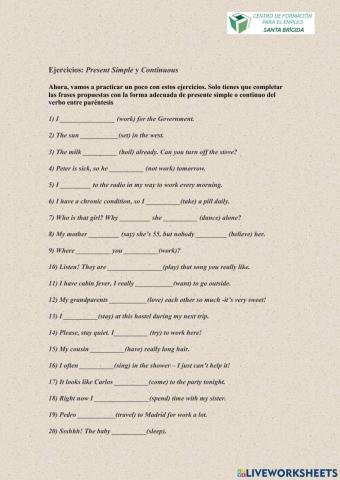 Repaso presente simple y continuo