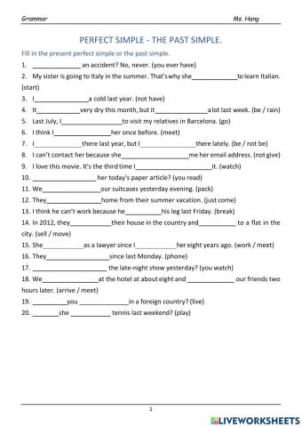 Past simple - present perfect