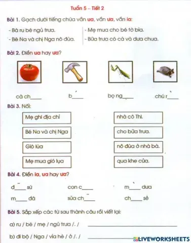 Phiếu Tiếng Việt lớp 1 tuần 7