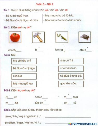 Phiếu Tiếng Việt lớp 1 tuần 7